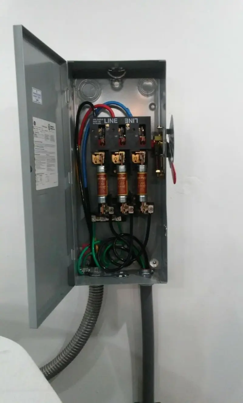 Three-phase disconnect switch installed for Electrical Wiring & Rewiring in Minot AFB